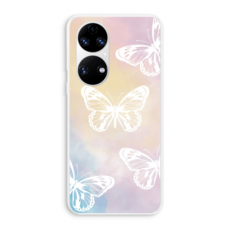 White butterfly: Huawei P50 Transparant Hoesje
