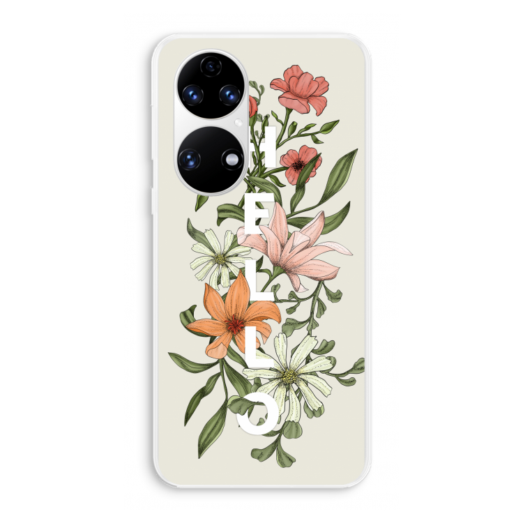Hello bloemen: Huawei P50 Transparant Hoesje
