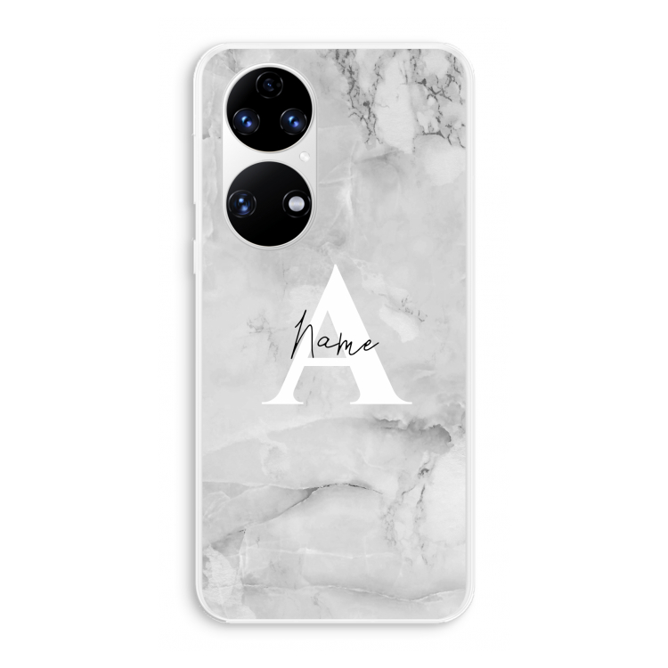 Ivory Marble: Huawei P50 Transparant Hoesje