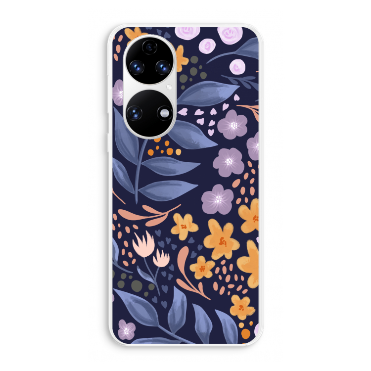 Flowers with blue leaves: Huawei P50 Transparant Hoesje