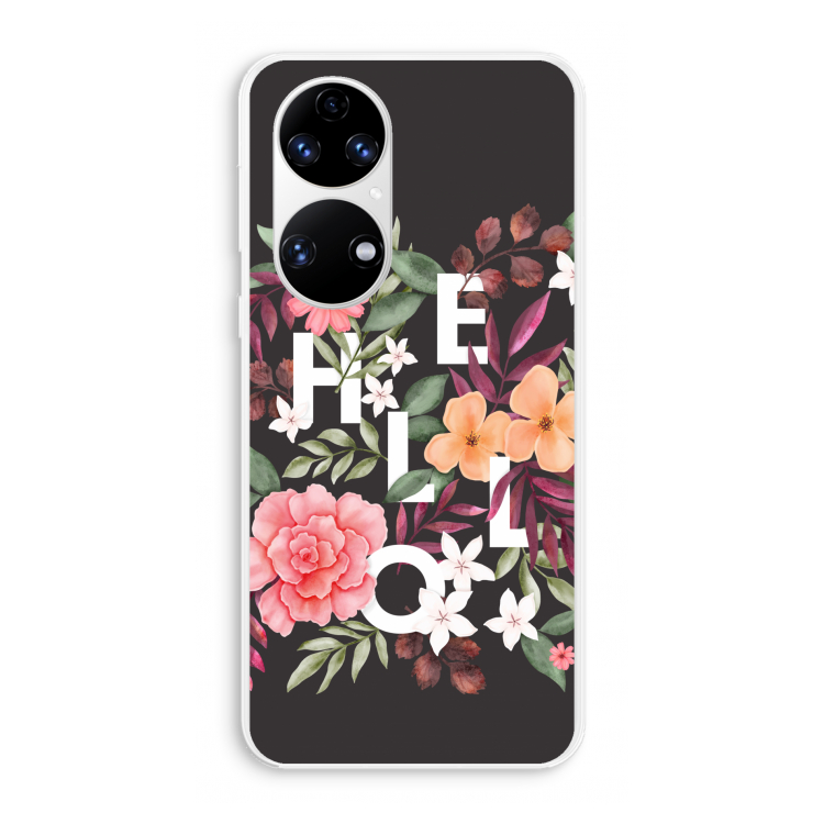 Hello in flowers: Huawei P50 Transparant Hoesje