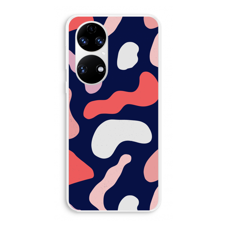 Memphis Shapes Pink: Huawei P50 Transparant Hoesje