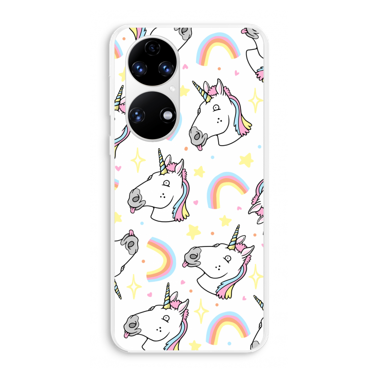Rainbow Unicorn: Huawei P50 Transparant Hoesje
