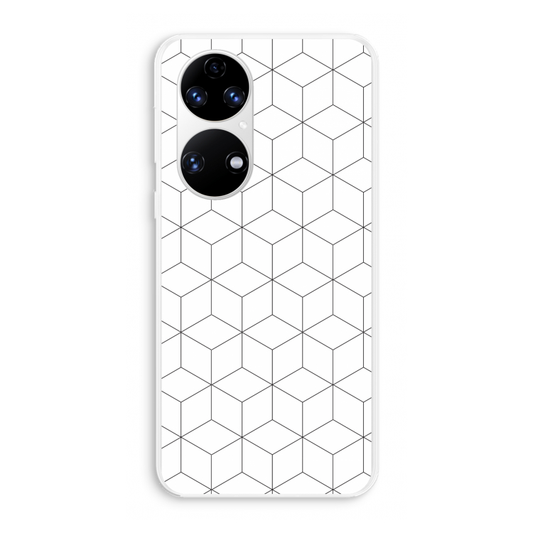Zwart-witte kubussen: Huawei P50 Transparant Hoesje