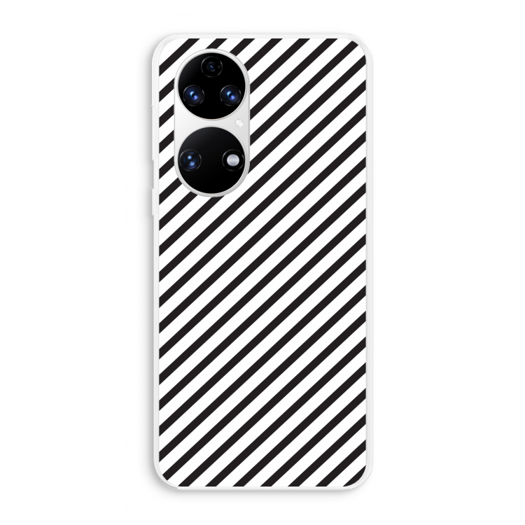 Strepen zwart-wit: Huawei P50 Transparant Hoesje