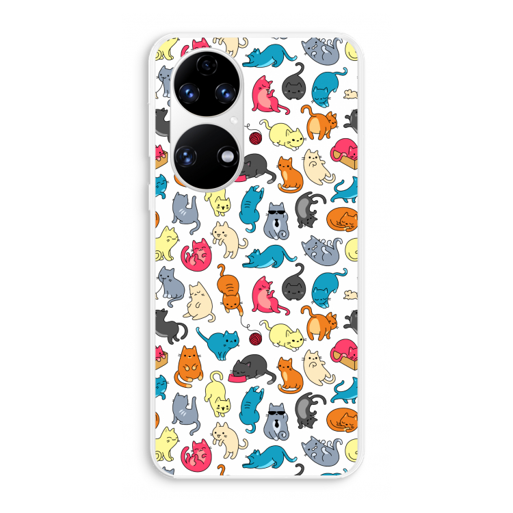 Kleurrijke katten: Huawei P50 Transparant Hoesje