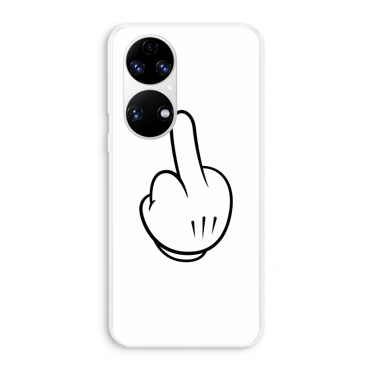 Middle finger white: Huawei P50 Transparant Hoesje