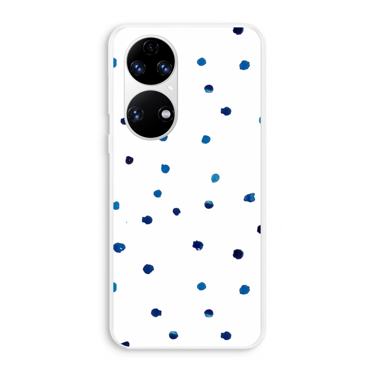 Blauwe stippen: Huawei P50 Transparant Hoesje