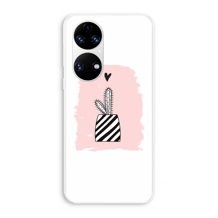 Zwart-wit cactus: Huawei P50 Transparant Hoesje