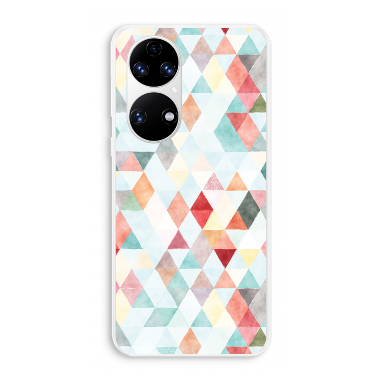 Gekleurde driehoekjes pastel: Huawei P50 Transparant Hoesje