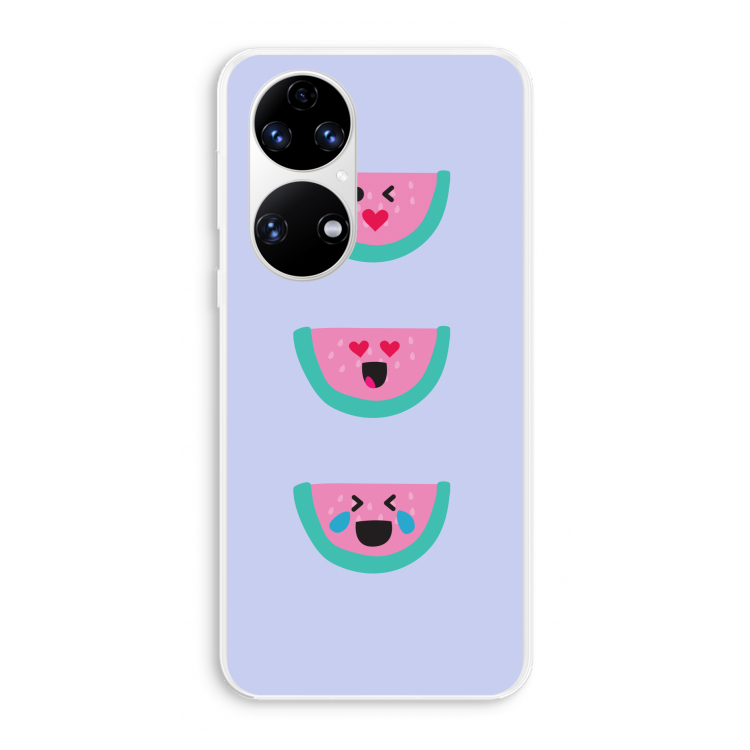 Smiley watermeloen: Huawei P50 Transparant Hoesje