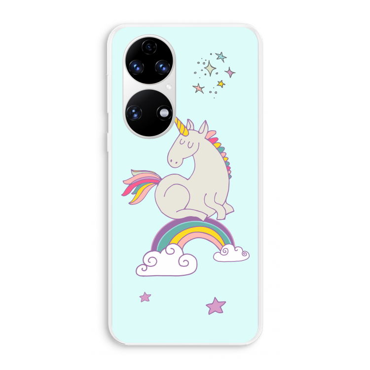 Regenboog eenhoorn: Huawei P50 Transparant Hoesje