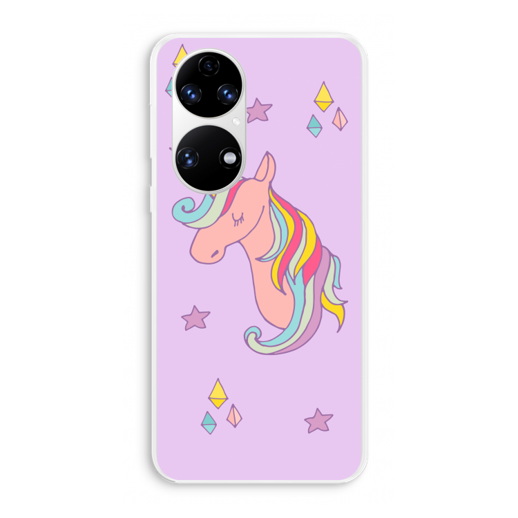 Roze eenhoorn: Huawei P50 Transparant Hoesje