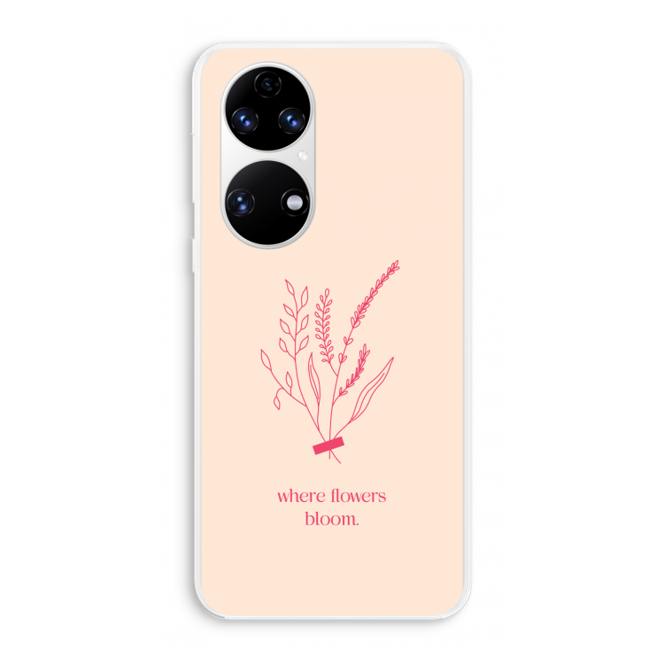 Where flowers bloom: Huawei P50 Transparant Hoesje