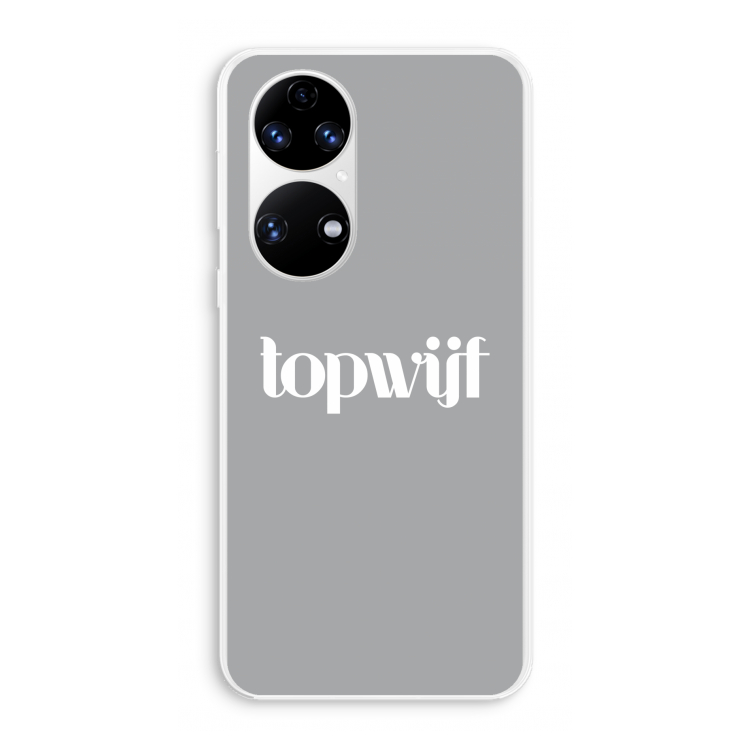 Topwijf Grijs Wit: Huawei P50 Transparant Hoesje