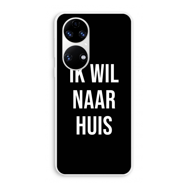 Ik wil naar huis - Zwart: Huawei P50 Transparant Hoesje