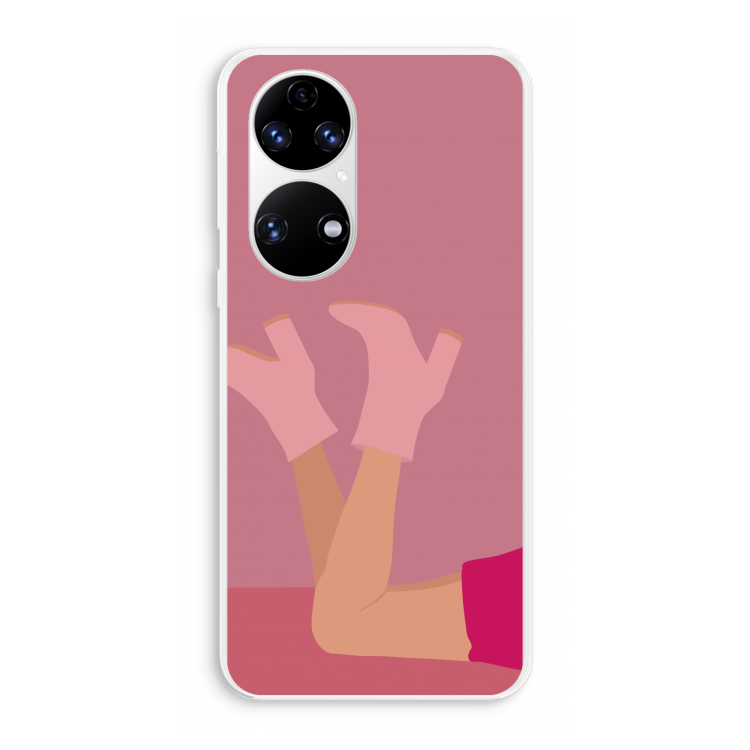Pink boots: Huawei P50 Transparant Hoesje