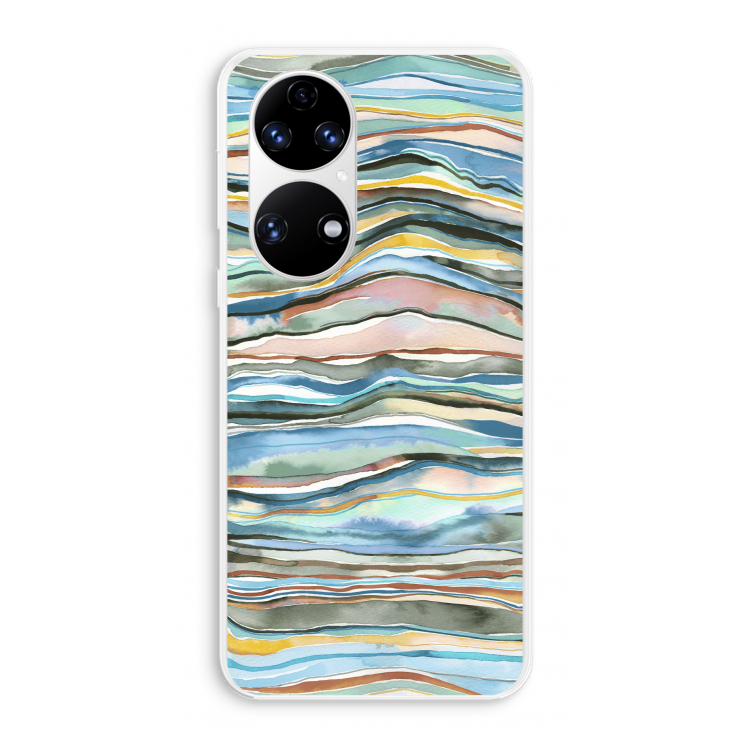 Watercolor Agate: Huawei P50 Transparant Hoesje