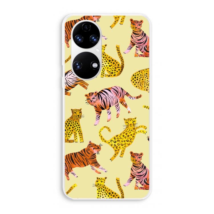 Cute Tigers and Leopards: Huawei P50 Transparant Hoesje