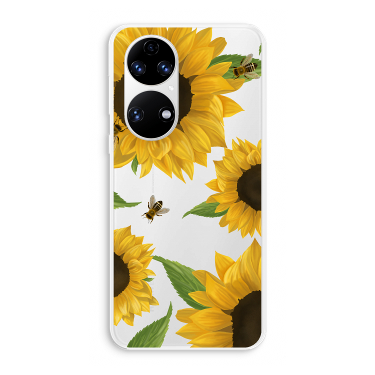 Sunflower and bees: Huawei P50 Transparant Hoesje