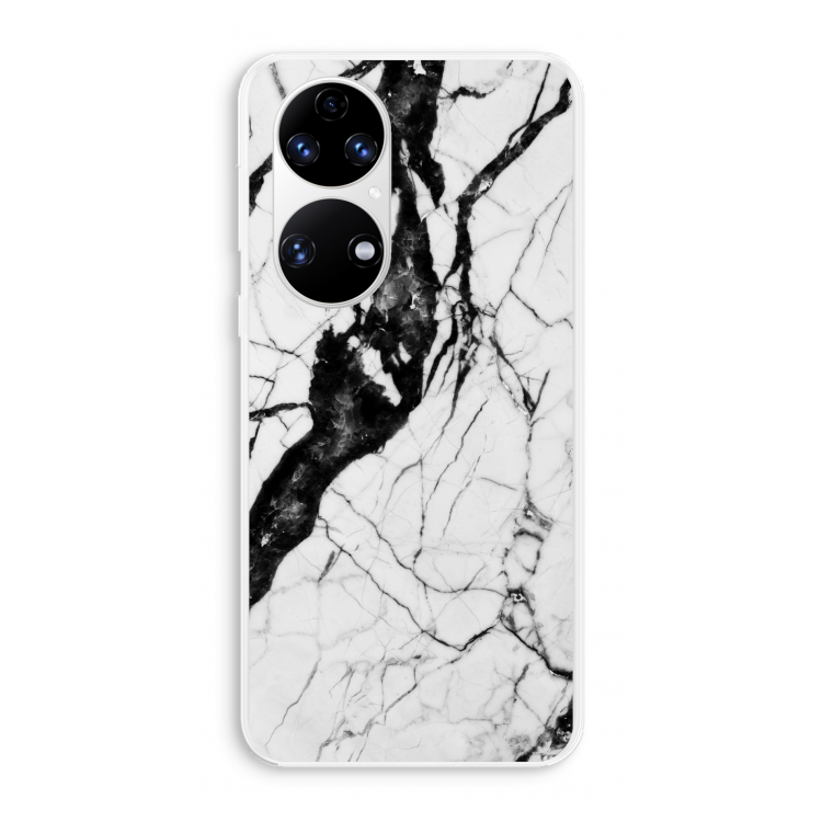 Witte marmer 2: Huawei P50 Transparant Hoesje