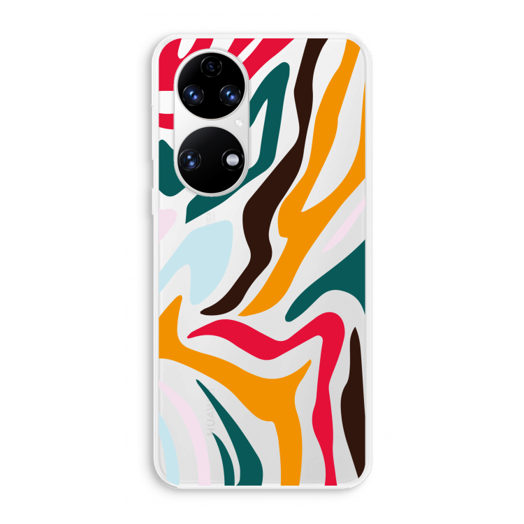 Colored Zebra: Huawei P50 Transparant Hoesje