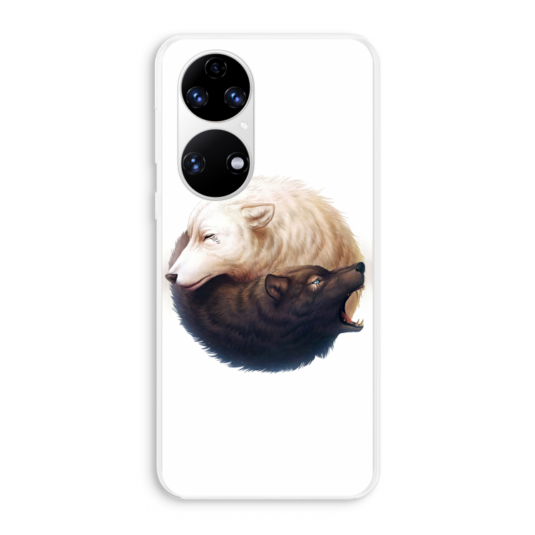 Yin Yang Wolves: Huawei P50 Transparant Hoesje