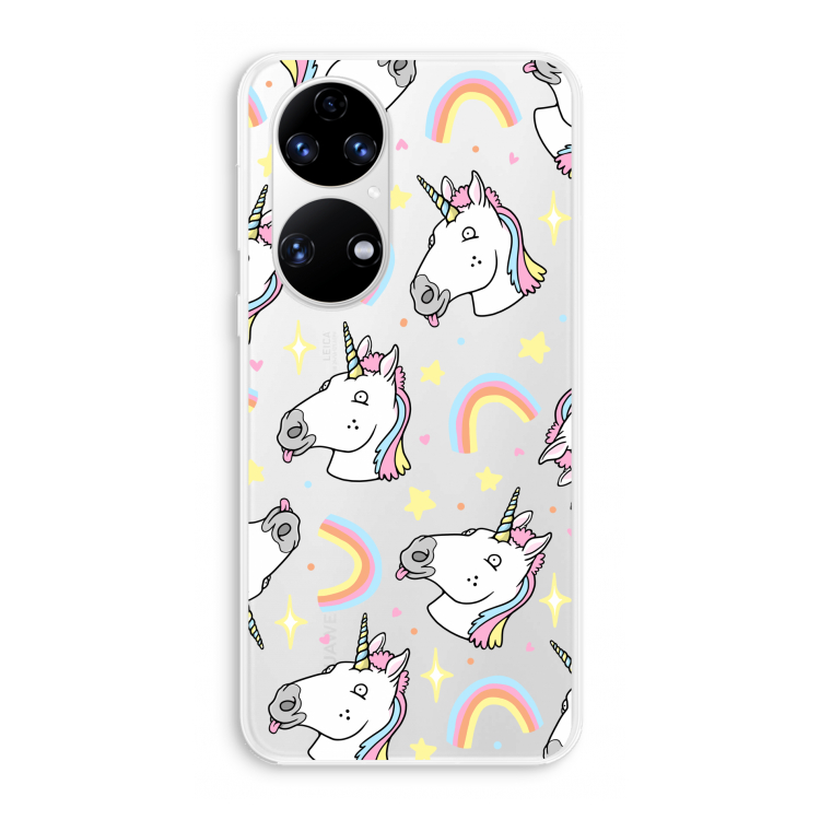 Rainbow Unicorn: Huawei P50 Transparant Hoesje