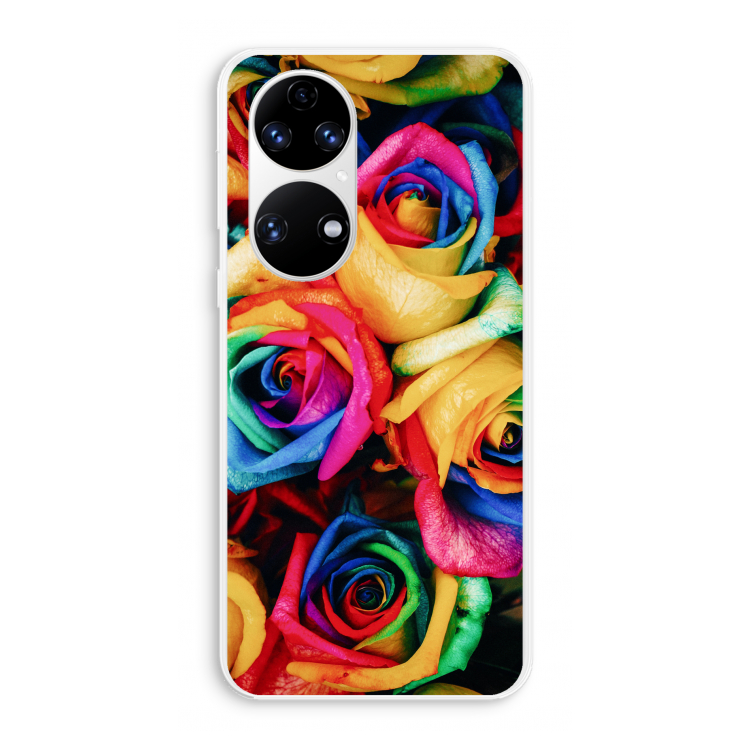 Neon bloemen: Huawei P50 Transparant Hoesje