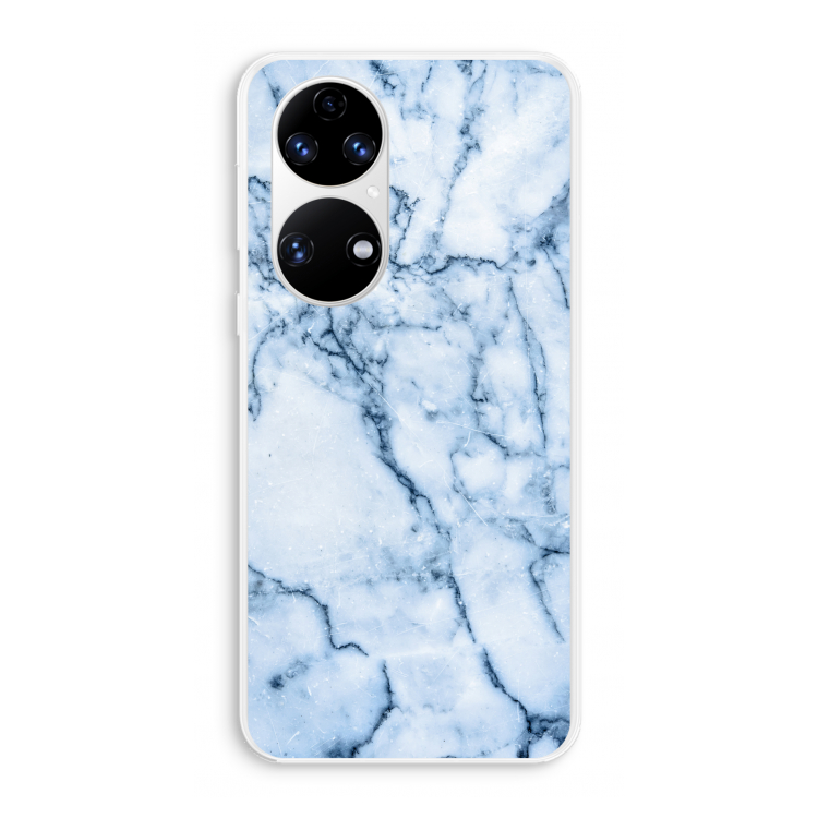 Blauw marmer: Huawei P50 Transparant Hoesje