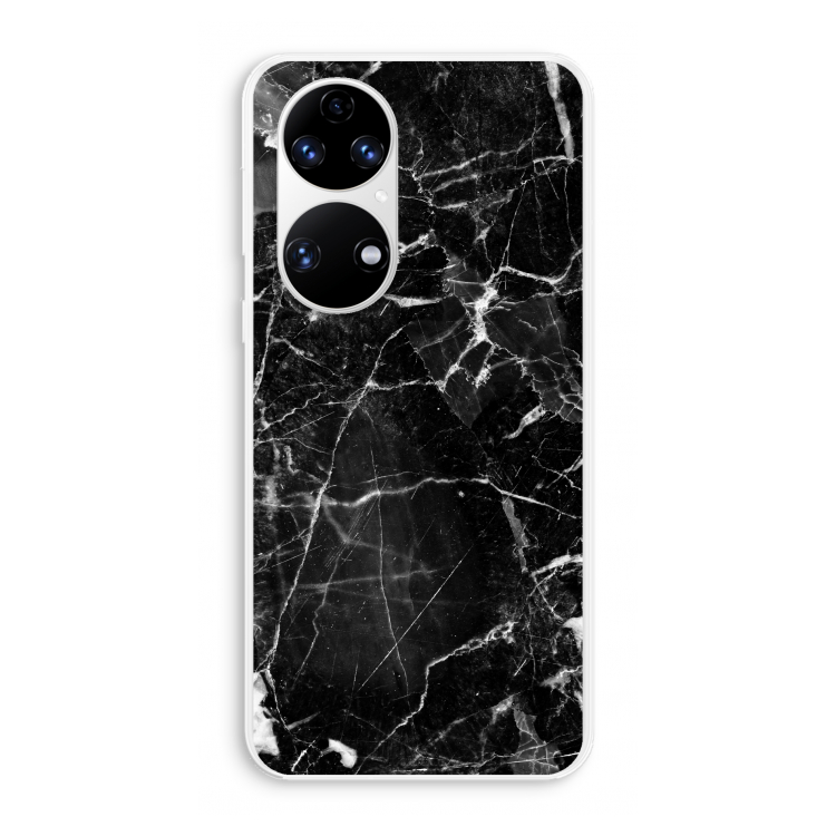 Zwart Marmer 2: Huawei P50 Transparant Hoesje