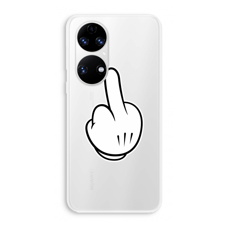 Middle finger white: Huawei P50 Transparant Hoesje