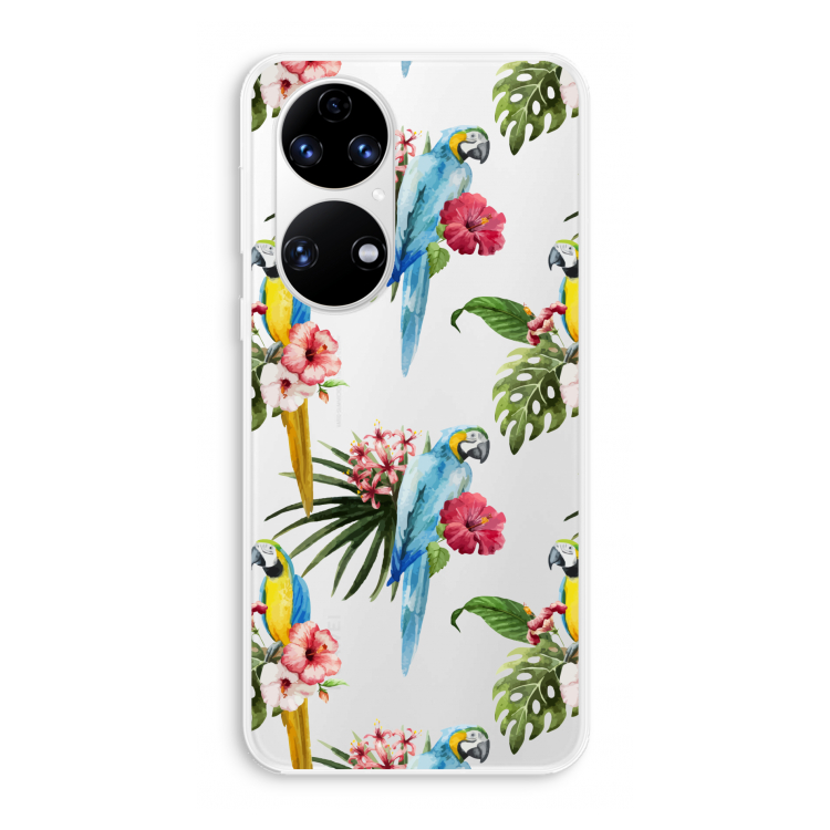 Kleurrijke papegaaien: Huawei P50 Transparant Hoesje