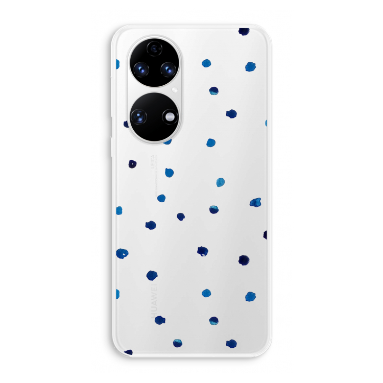 Blauwe stippen: Huawei P50 Transparant Hoesje