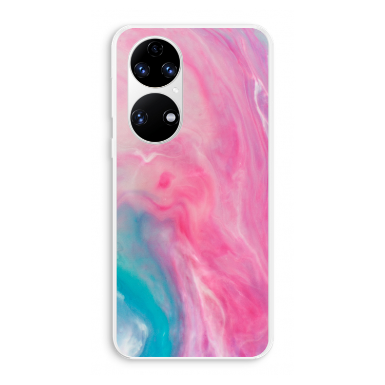 Roze explosie: Huawei P50 Transparant Hoesje