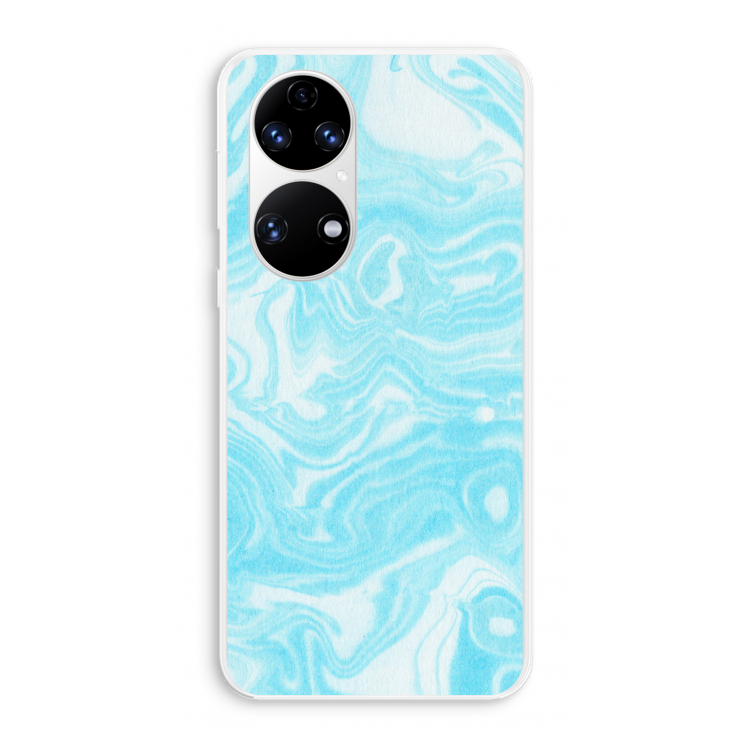 Waterverf blauw: Huawei P50 Transparant Hoesje