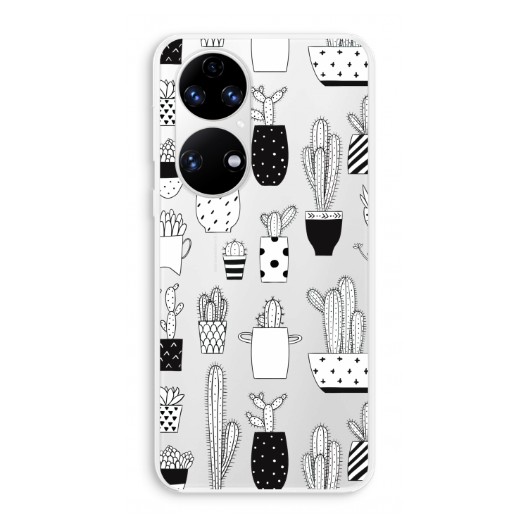 Cactusmotief: Huawei P50 Transparant Hoesje