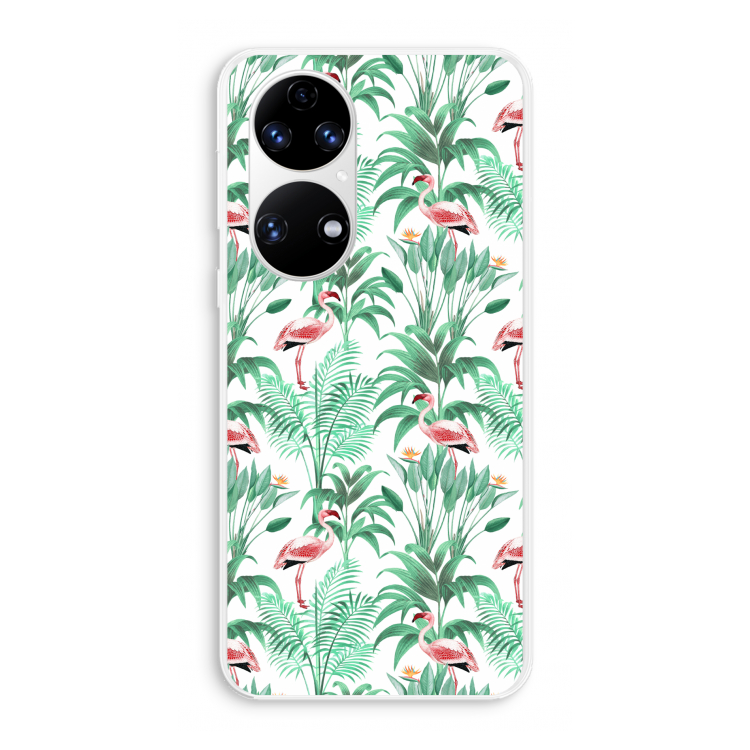 Flamingo bladeren: Huawei P50 Transparant Hoesje