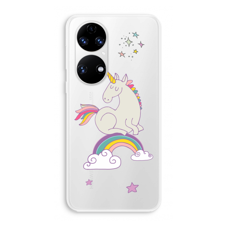 Regenboog eenhoorn: Huawei P50 Transparant Hoesje