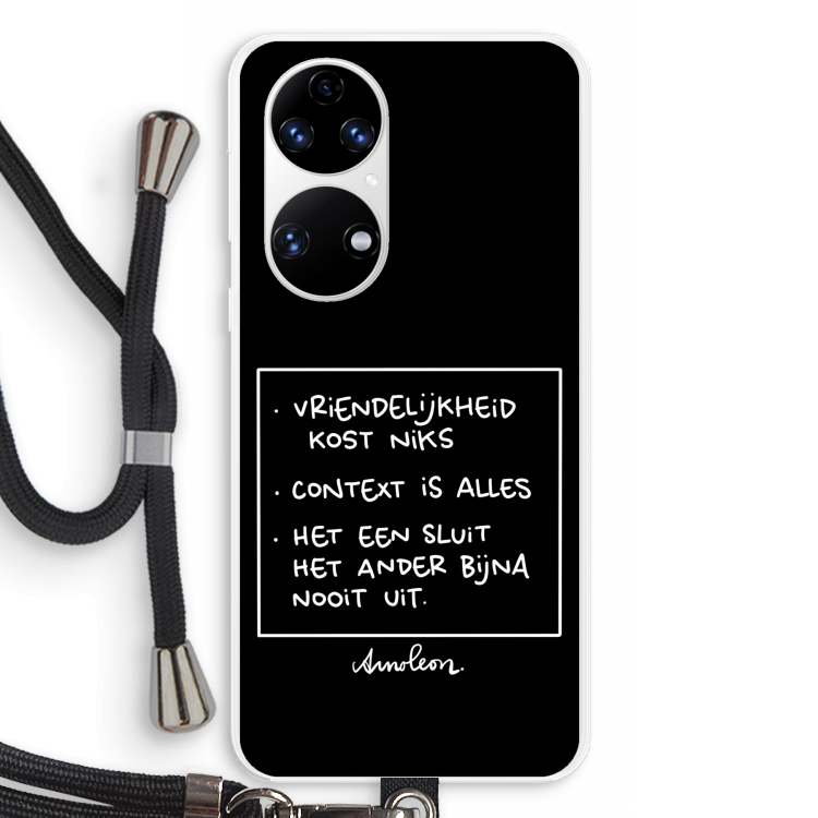 Mijn Motto's: Huawei P50 Transparant Hoesje met koord