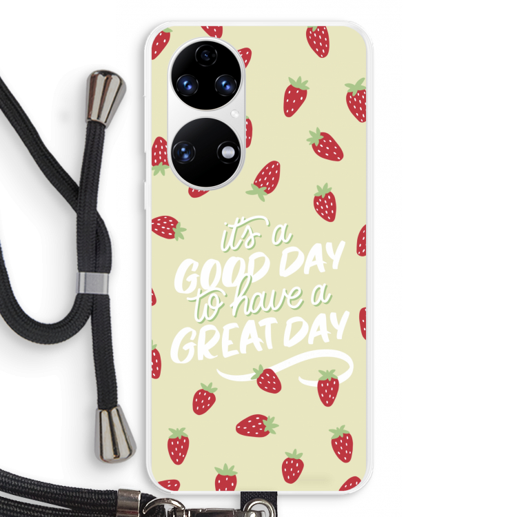 Don't forget to have a great day: Huawei P50 Transparant Hoesje met koord