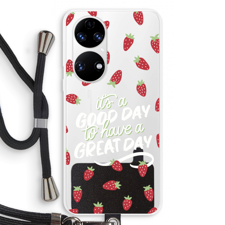 Don't forget to have a great day: Huawei P50 Transparant Hoesje met koord