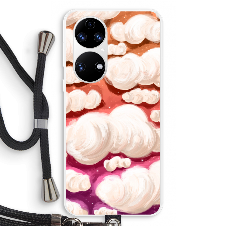 Katoen Wolken: Huawei P50 Transparant Hoesje met koord