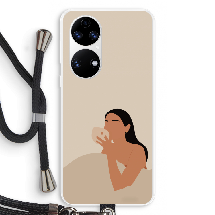 Fresh coffee: Huawei P50 Transparant Hoesje met koord