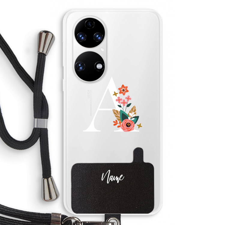 Pink Bouquet: Huawei P50 Transparant Hoesje met koord