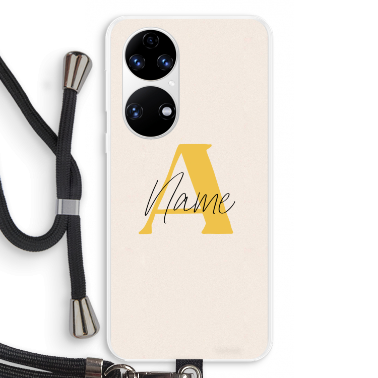 Amber Script: Huawei P50 Transparant Hoesje met koord