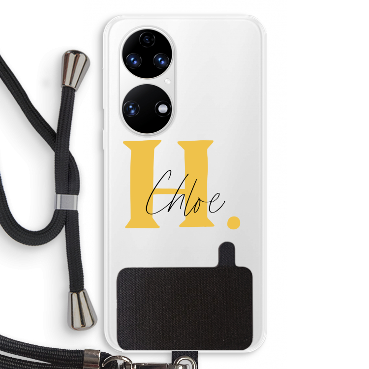 Amber Script: Huawei P50 Transparant Hoesje met koord