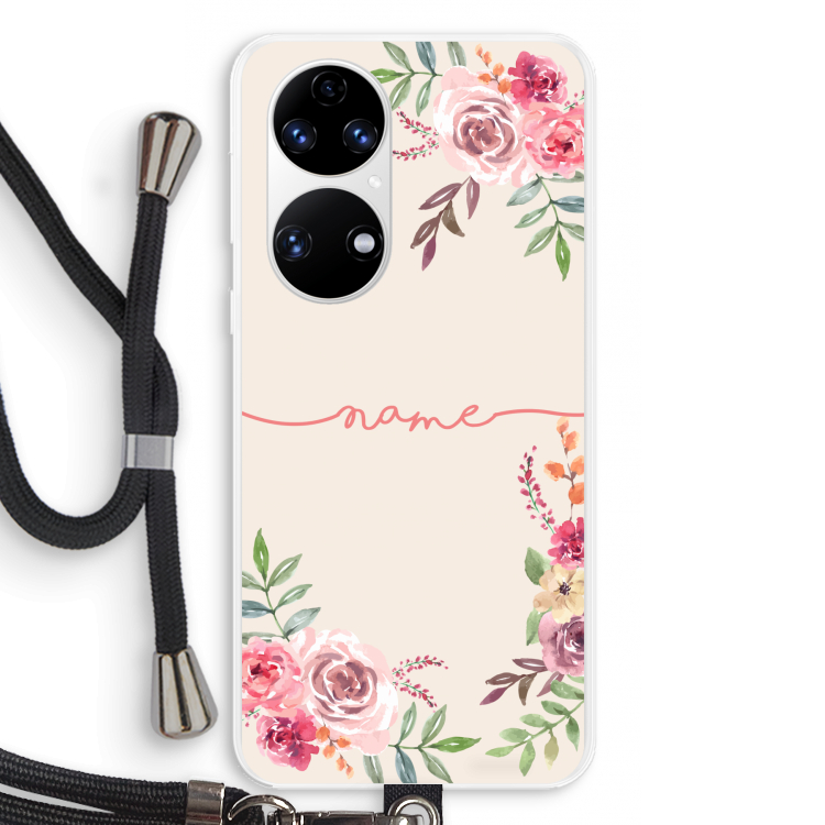 Rozen: Huawei P50 Transparant Hoesje met koord