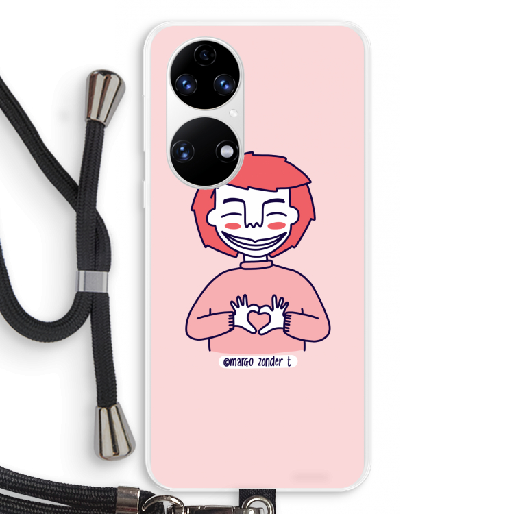Hartje: Huawei P50 Transparant Hoesje met koord