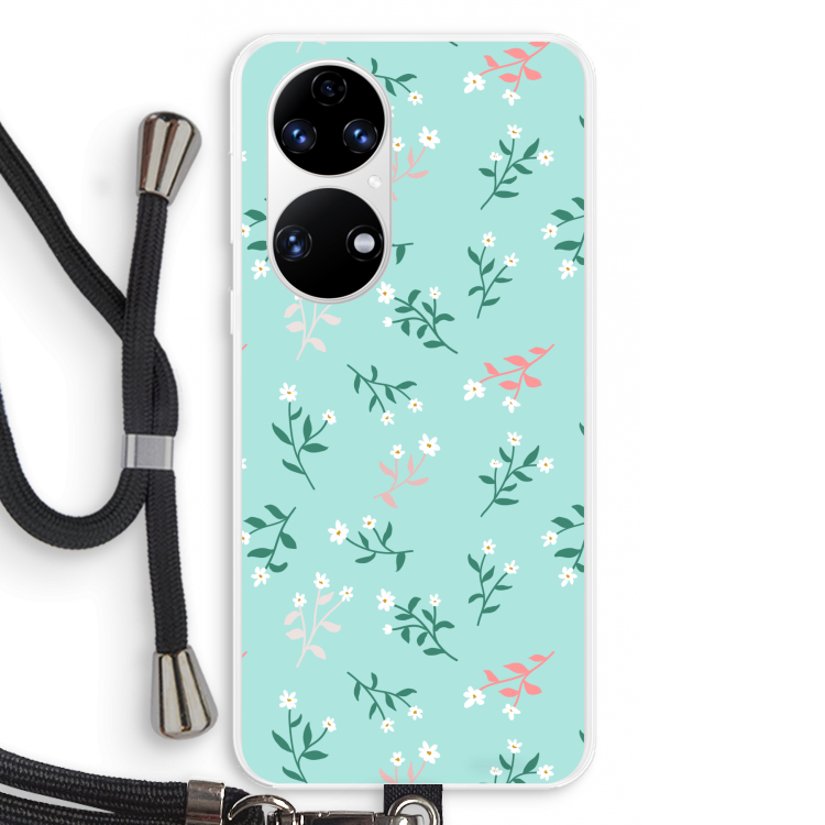 Small white flowers: Huawei P50 Transparant Hoesje met koord
